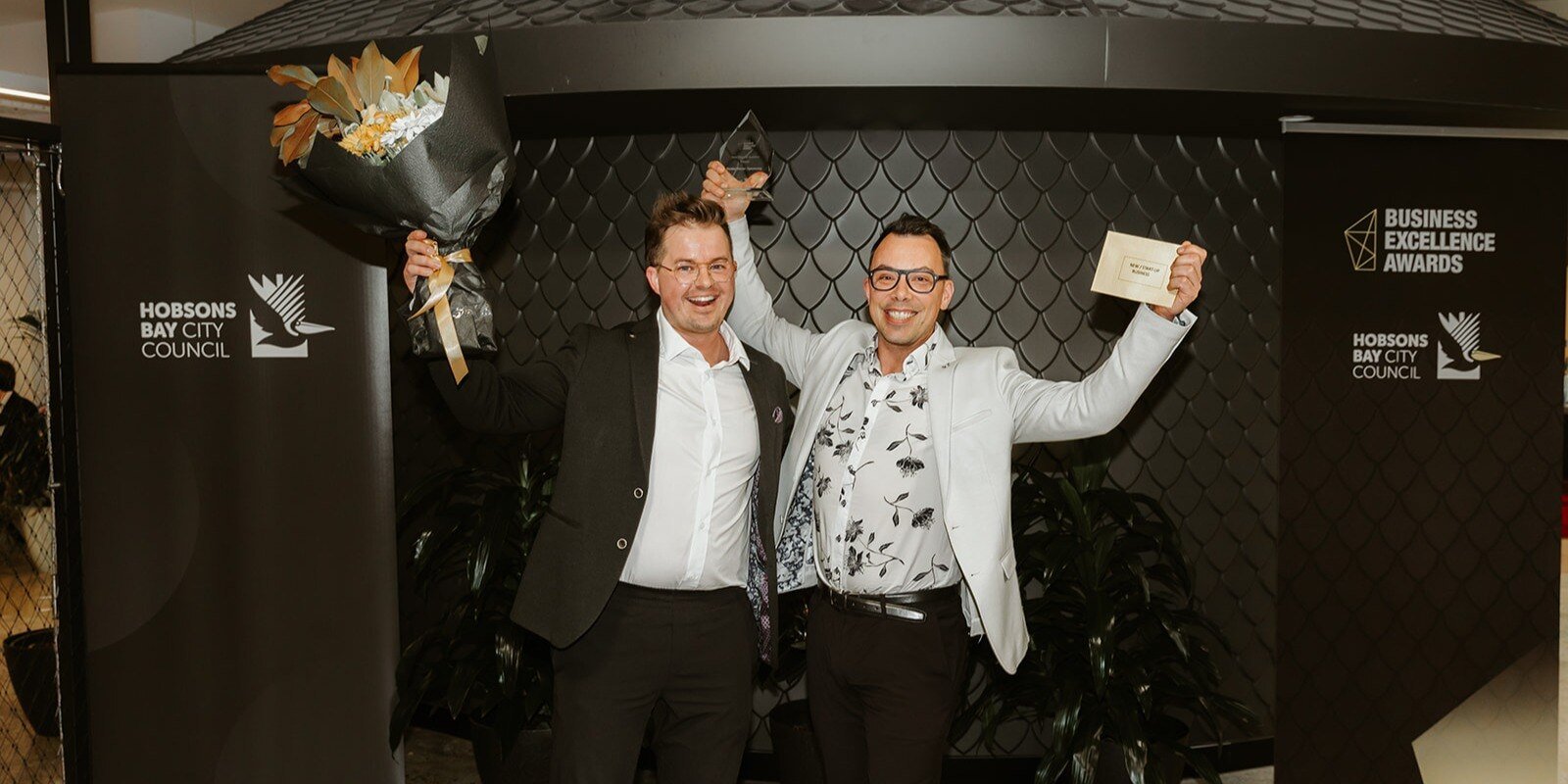 Dr Dean Garnett and Cameron Tait - winners of the 2023 Hobsons Bay Business Excellence Awards